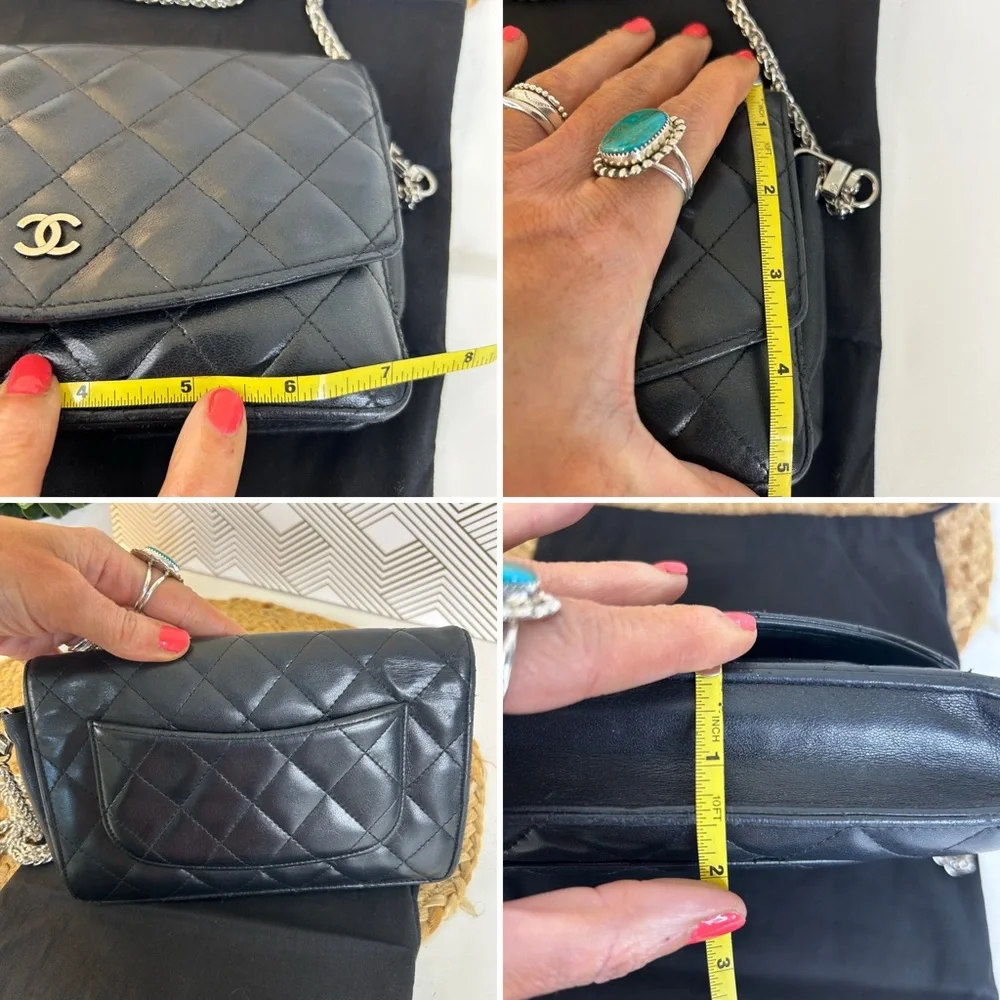 Chanel Black Quilted wallet on a chain(WOC)-black and silver - Picture 14 of 17